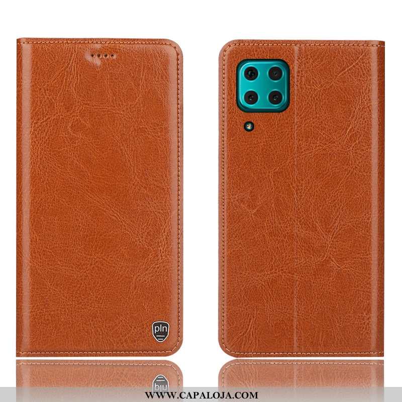 Capa Huawei P40 Lite Protetoras Cases Telemóvel Cover Azul Escuro, Capas Huawei P40 Lite Couro Genuí