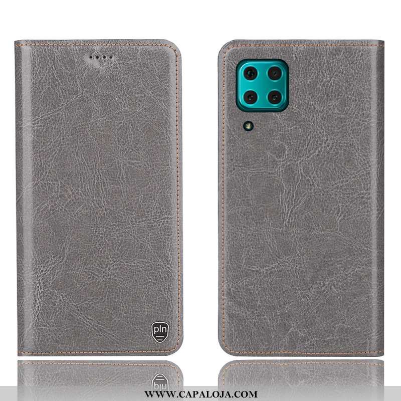 Capa Huawei P40 Lite Protetoras Cases Telemóvel Cover Azul Escuro, Capas Huawei P40 Lite Couro Genuí