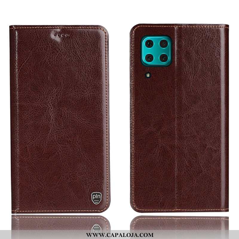 Capa Huawei P40 Lite Protetoras Cases Telemóvel Cover Azul Escuro, Capas Huawei P40 Lite Couro Genuí