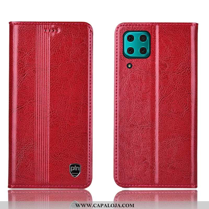 Capa Huawei P40 Lite Protetoras Telemóvel Cases Marrom Castanho, Capas Huawei P40 Lite Couro Legitim