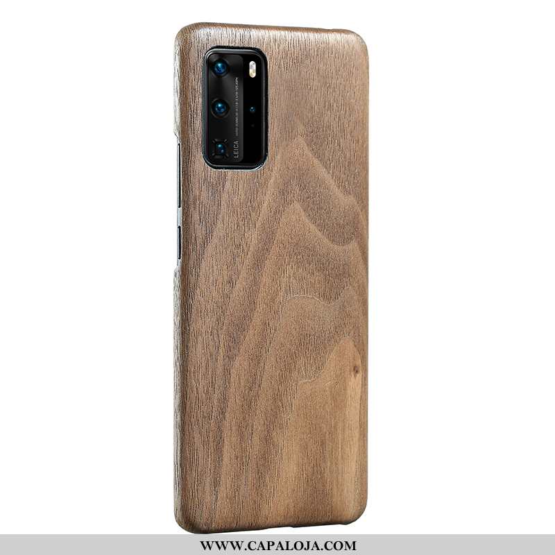 Capa Huawei P40 Madeira Antiqueda Telemóvel Capas Castanho, Huawei P40 Super Promoção