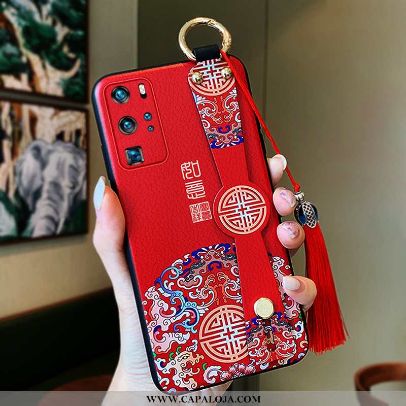 Capa Huawei P40 Pro Protetoras Slim Vermelha Suporte Vermelho, Capas Huawei P40 Pro Silicone Promoçã