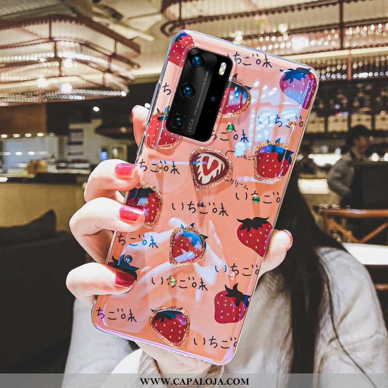 Capa Huawei P40 Pro Silicone Antiqueda Telemóvel Feminino Vermelho, Capas Huawei P40 Pro Bonitos Onl