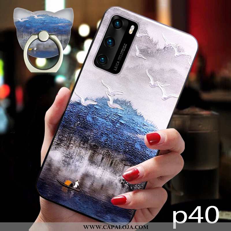 Capa Huawei P40 Pro Tendencia Midi Antiqueda Telemóvel Azul Escuro, Capas Huawei P40 Pro Soft Promoç