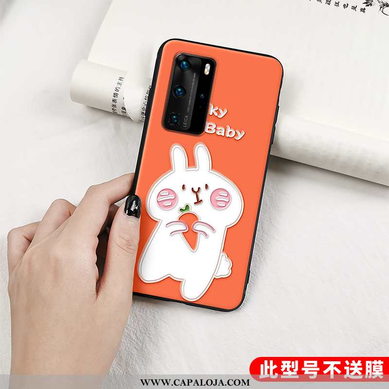 Capa Huawei P40 Pro Tendencia Telemóvel Fosco Coelho Laranja, Capas Huawei P40 Pro Soft Barato