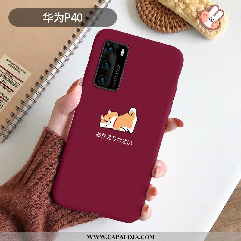 Capa Huawei P40 Protetoras Cor De Vinho Desenho Animado Outono Bordô, Capas Huawei P40 Silicone Vend