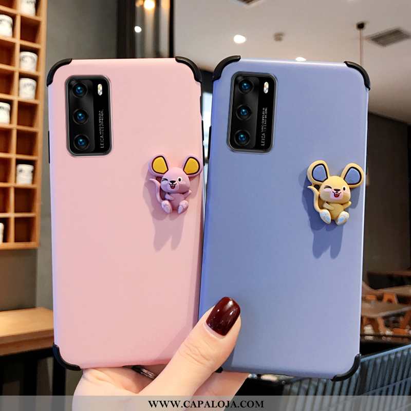 Capa Huawei P40 Slim Casal Silicone Bonitos Rosa, Capas Huawei P40 Tendencia Online