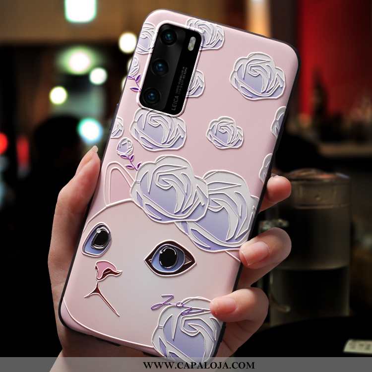 Capa Huawei P40 Slim Silicone Super Soft Rosa, Capas Huawei P40 Tendencia Baratas