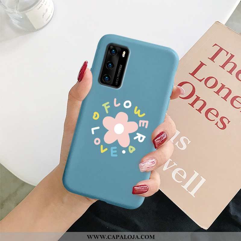 Capa Huawei P40 Soft Casal Azul Escuro Feminino, Capas Huawei P40 Silicone Baratos