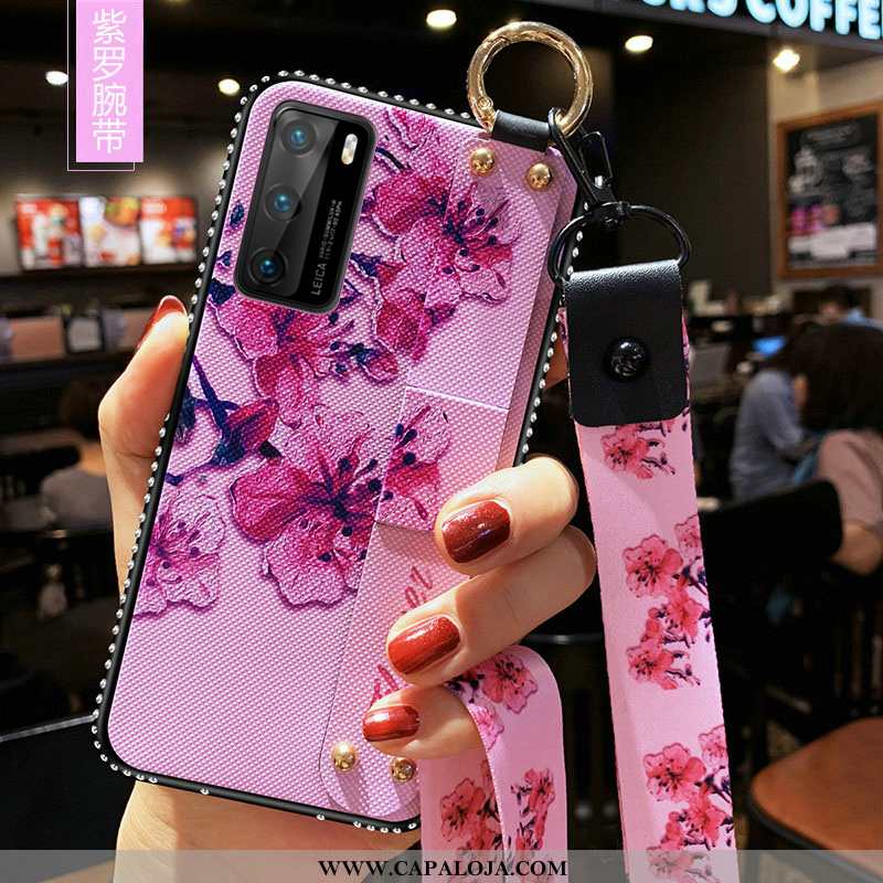 Capa Huawei P40 Super Capas Cordao Completa Rosa, Huawei P40 Protetoras Baratas