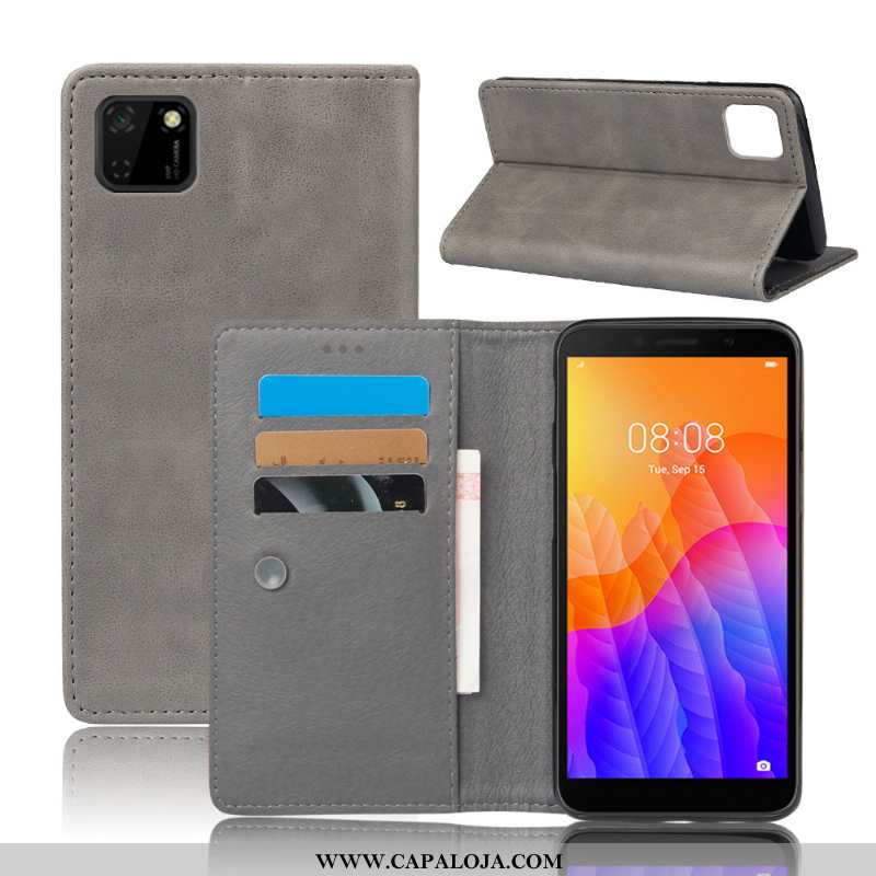 Capa Huawei Y5p Couro Cases Telemóvel Suporte Laranja, Capas Huawei Y5p Carteira Promoção