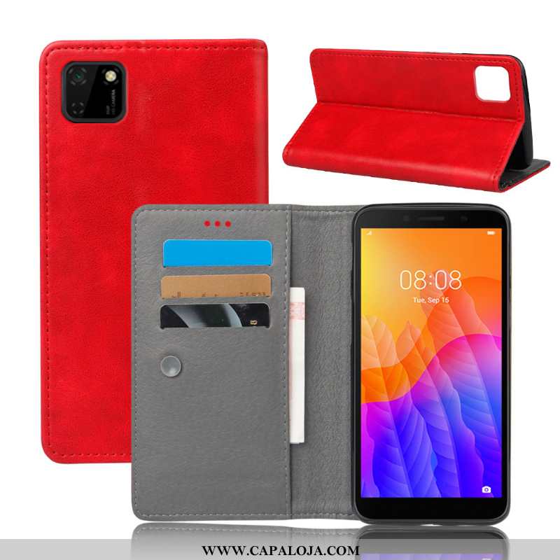 Capa Huawei Y5p Couro Cases Telemóvel Suporte Laranja, Capas Huawei Y5p Carteira Promoção