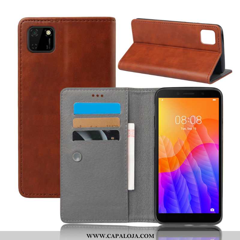 Capa Huawei Y5p Couro Cases Telemóvel Suporte Laranja, Capas Huawei Y5p Carteira Promoção