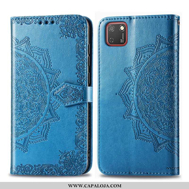 Capa Huawei Y5p Couro Cover Telemóvel Capas, Huawei Y5p Azul Promoção