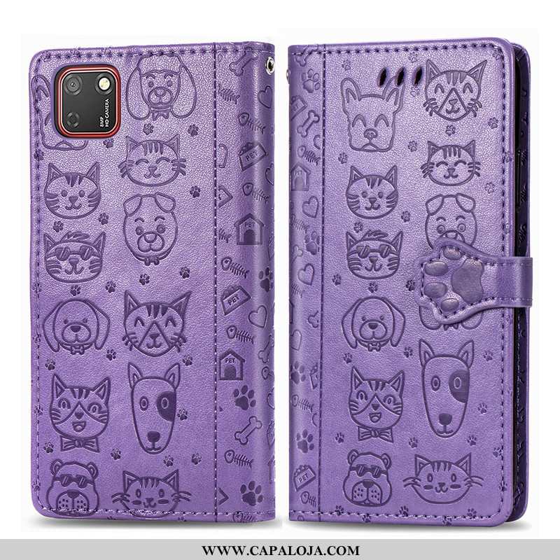 Capa Huawei Y5p Protetoras Gato Telemóvel Roxa Roxo, Capas Huawei Y5p Desenho Animado Baratos