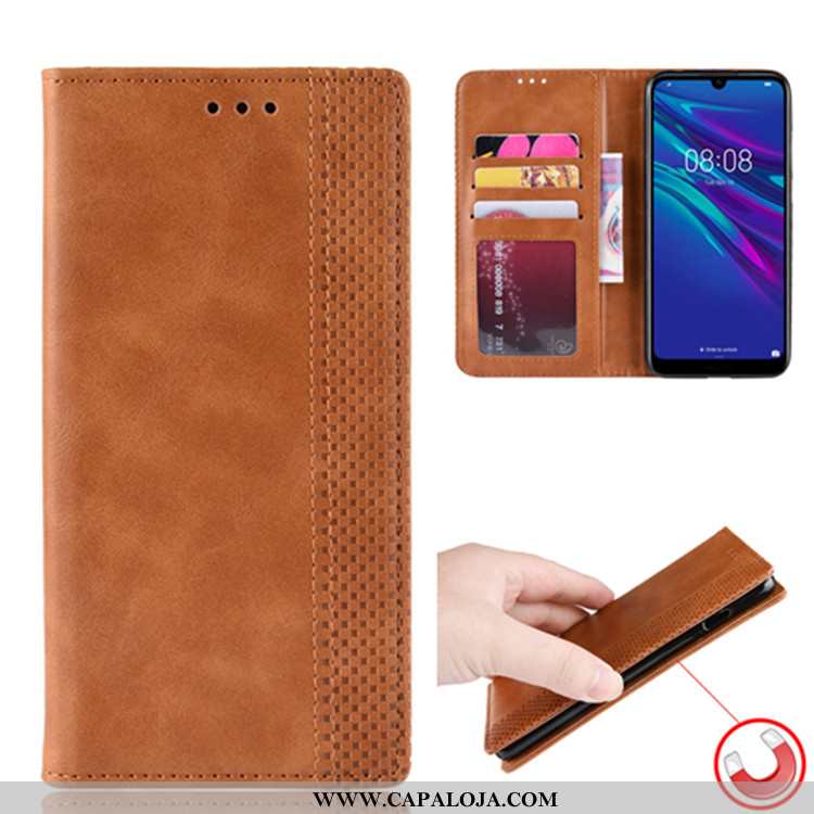 Capa Huawei Y6 2020 Couro Cases Telemóvel Capas Castanho, Huawei Y6 2020 Protetoras Promoção