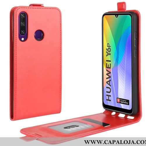 Capa Huawei Y6p Carteira Capas Telemóvel Vermelha Vermelho, Huawei Y6p Couro Barato