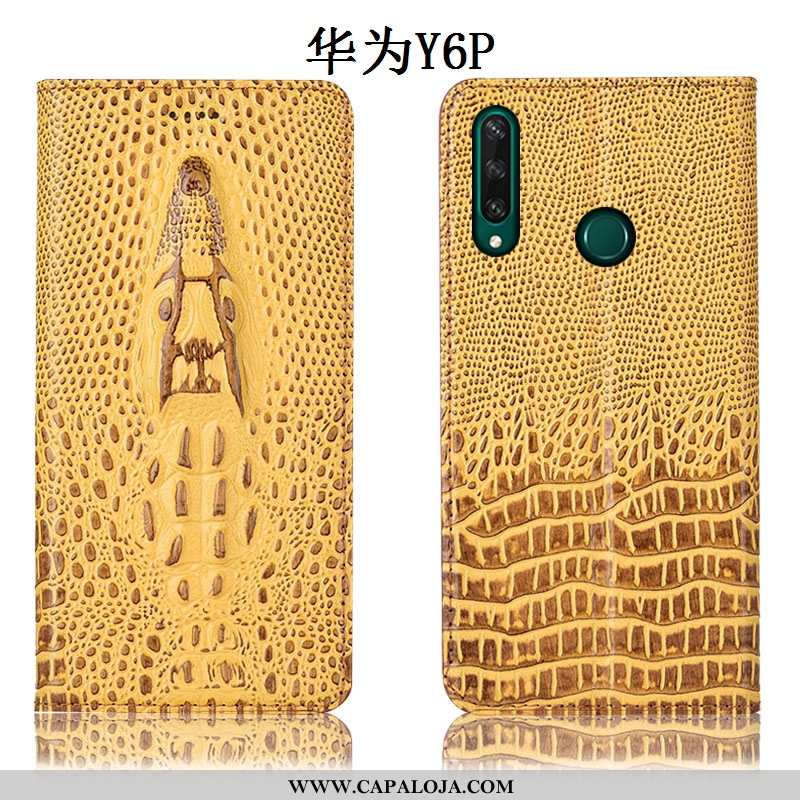 Capa Huawei Y6p Couro Genuíno Amarelo Antiqueda Capas, Huawei Y6p Protetoras Online