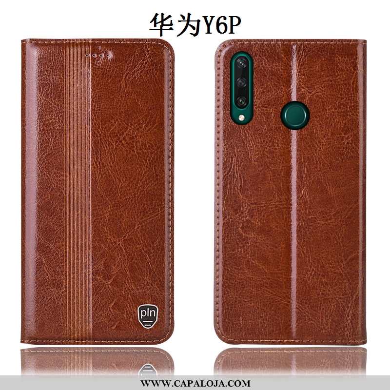 Capa Huawei Y6p Couro Genuíno Telemóvel Capas Completa Vermelho, Huawei Y6p Protetoras Venda