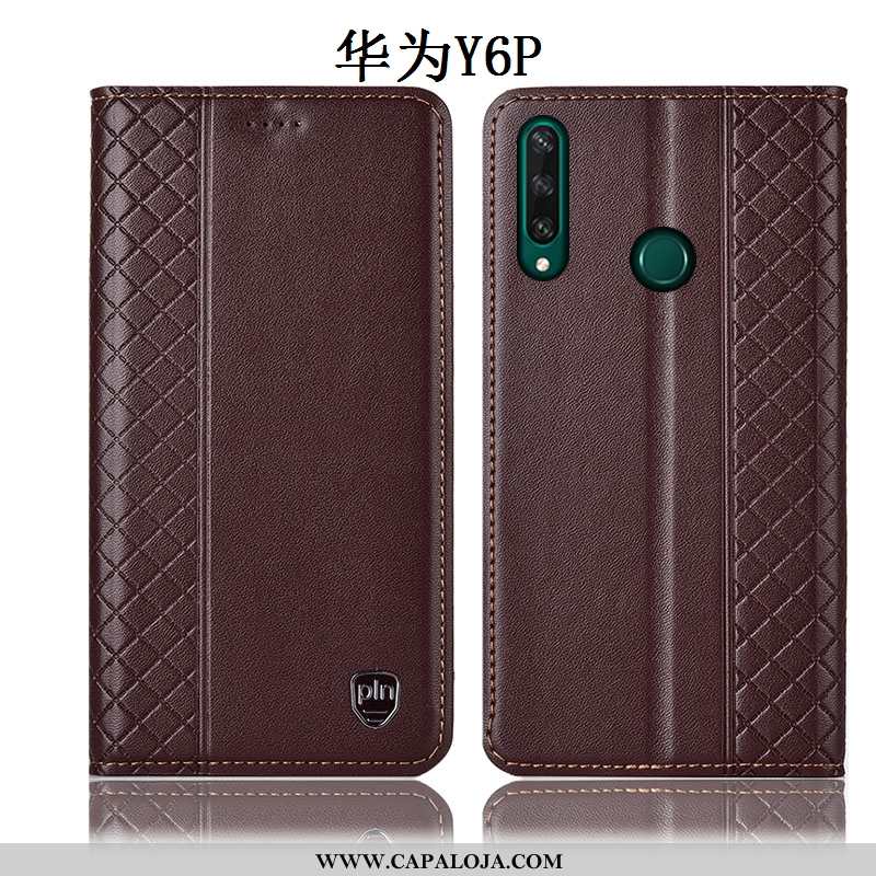 Capa Huawei Y6p Couro Genuíno Telemóvel Marrom Antiqueda Castanho, Capas Huawei Y6p Protetoras Barat