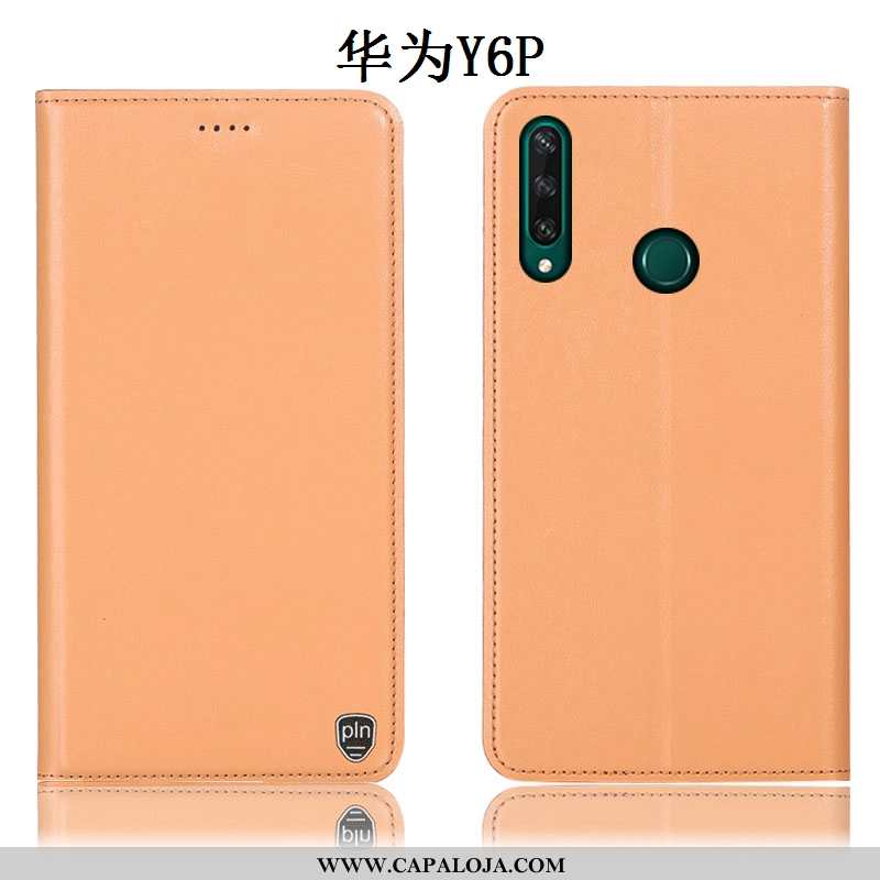 Capa Huawei Y6p Couro Legitimo Cases Antiqueda Capas Amarelo, Huawei Y6p Protetoras Baratas