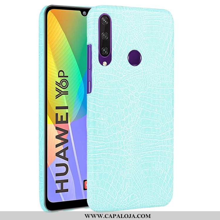 Capa Huawei Y6p Couro Resistente Vintage Feminino Azul, Capas Huawei Y6p Tendencia Promoção