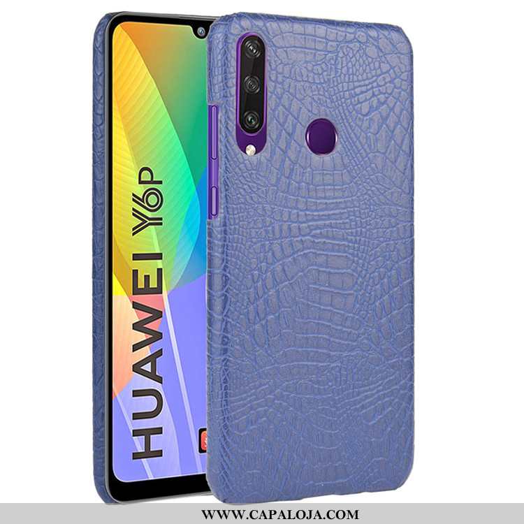 Capa Huawei Y6p Couro Resistente Vintage Feminino Azul, Capas Huawei Y6p Tendencia Promoção