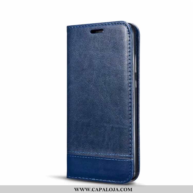 Capa Huawei Y7 2020 Couro Costura Estilosas 2020 Azul Escuro, Capas Huawei Y7 2020 Tendencia Comprar