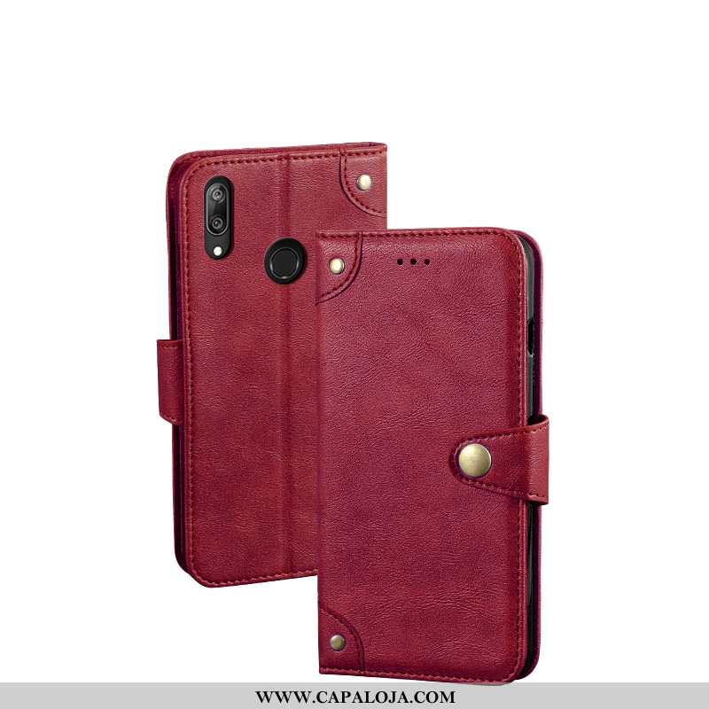 Capa Huawei Y7 2020 Protetoras Carteira Telemóvel Capas Vermelho, Huawei Y7 2020 Criativas Promoção