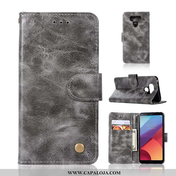 Capa Lg G6 Protetoras Cinza Couro Feminino, Capas Lg G6 Retro Barato