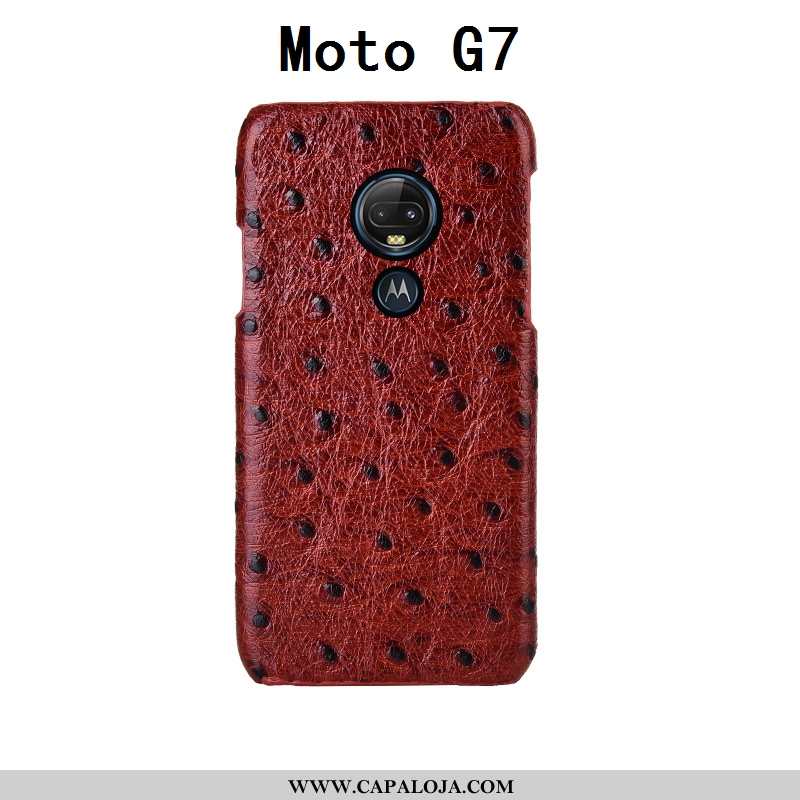 Capa Moto G7 Couro Genuíno Luxo Cases Vaca Preto, Capas Moto G7 Couro Comprar