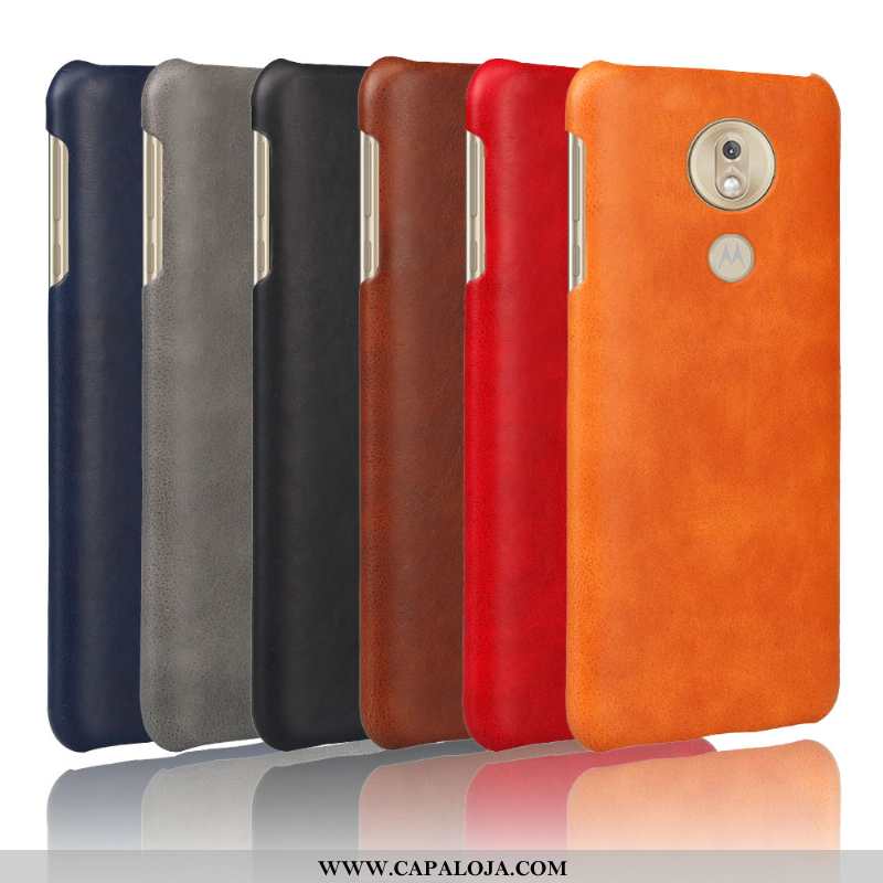 Capa Moto G7 Play Fosco Couro Laranja Resistente, Capas Moto G7 Play Vintage Baratas