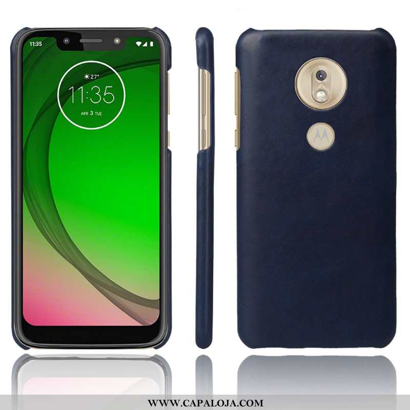 Capa Moto G7 Play Fosco Couro Laranja Resistente, Capas Moto G7 Play Vintage Baratas