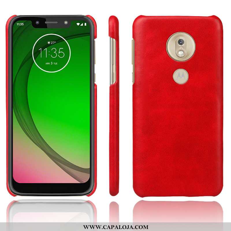 Capa Moto G7 Play Fosco Couro Laranja Resistente, Capas Moto G7 Play Vintage Baratas