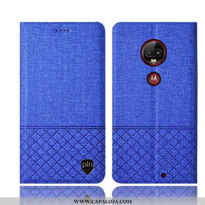 Capa Moto G7 Plus Couro Capas Telemóvel Completa Azul, Moto G7 Plus Protetoras Baratas