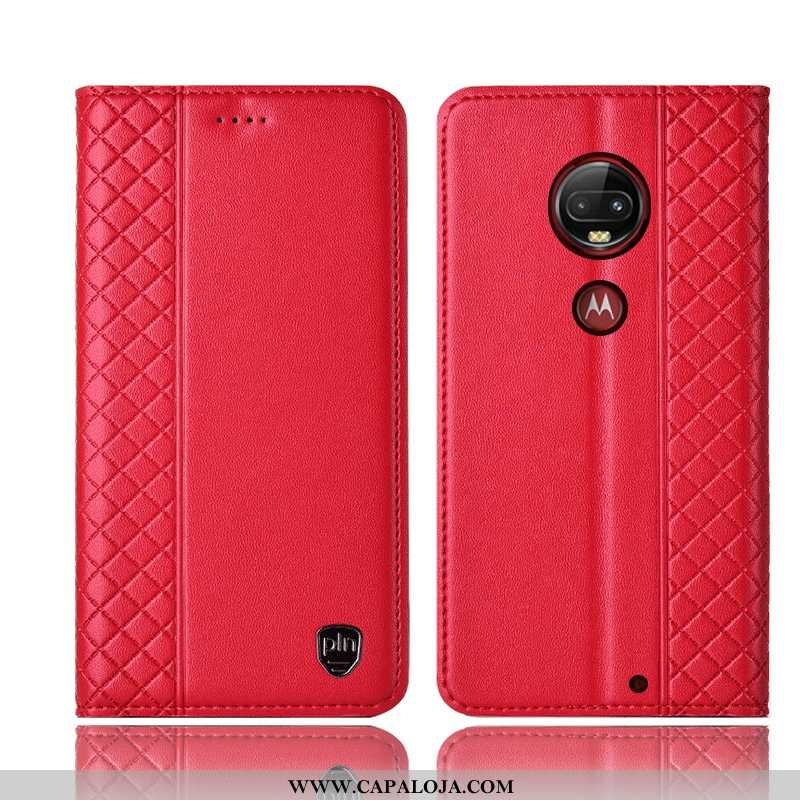 Capa Moto G7 Plus Couro Genuíno Completa Capas Antiqueda Vermelho, Moto G7 Plus Protetoras Online