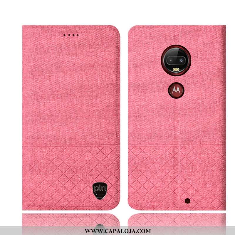 Capa Moto G7 Plus Couro Telemóvel Rosa Cover, Capas Moto G7 Plus Protetoras Promoção