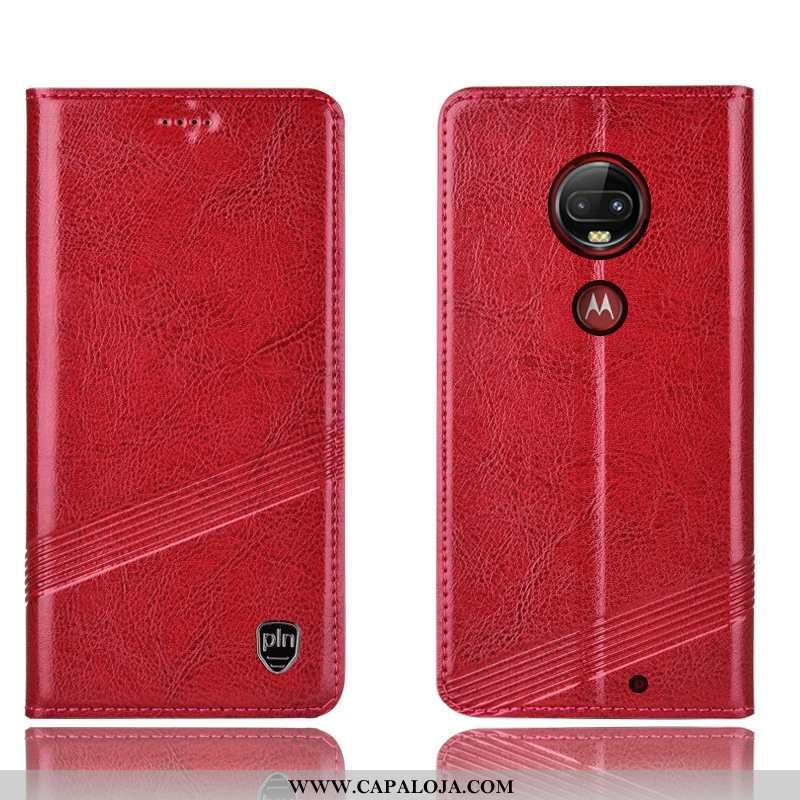 Capa Moto G7 Plus Protetoras Completa Cover Telemóvel Castanho, Capas Moto G7 Plus Couro Legitimo Ba