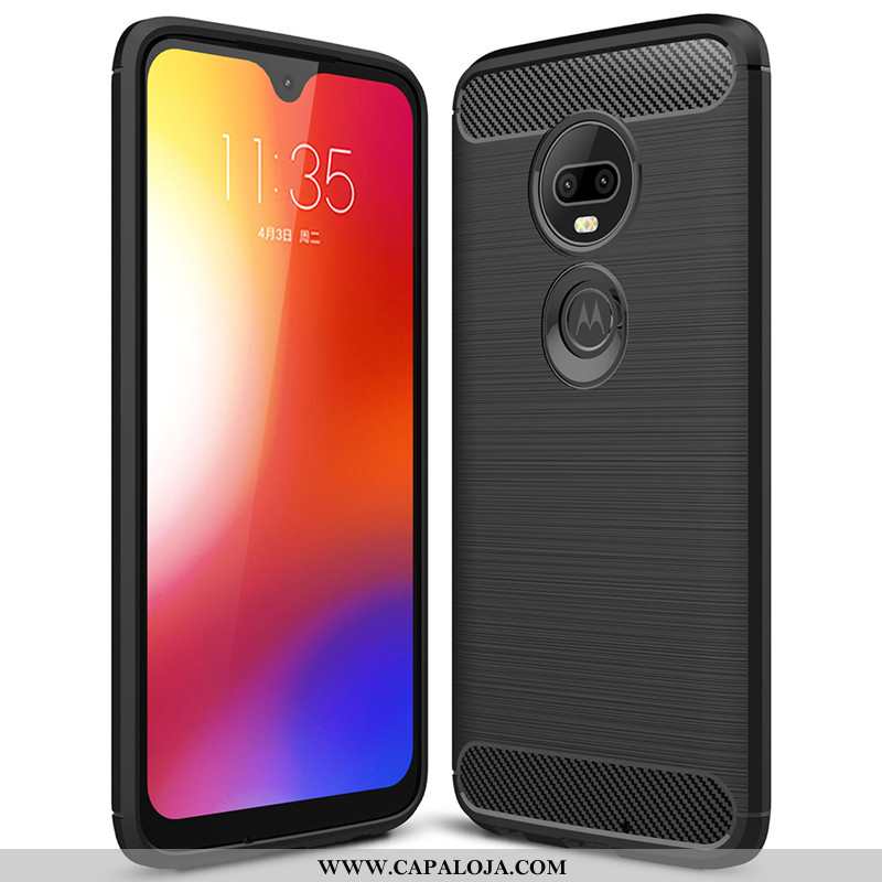 Capa Moto G7 Plus Soft Preto Silicone Tendencia, Capas Moto G7 Plus Protetoras Venda