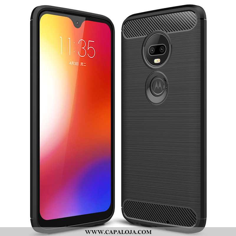 Capa Moto G7 Plus Soft Preto Silicone Tendencia, Capas Moto G7 Plus Protetoras Venda