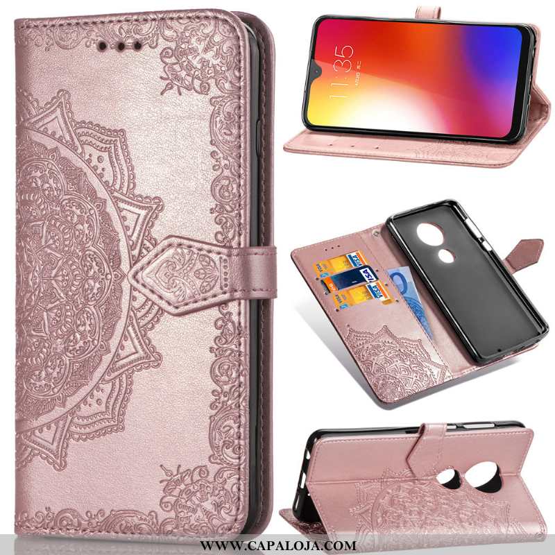 Capa Moto G7 Power Cordao Cases Cover Rosa, Capas Moto G7 Power Couro Baratos