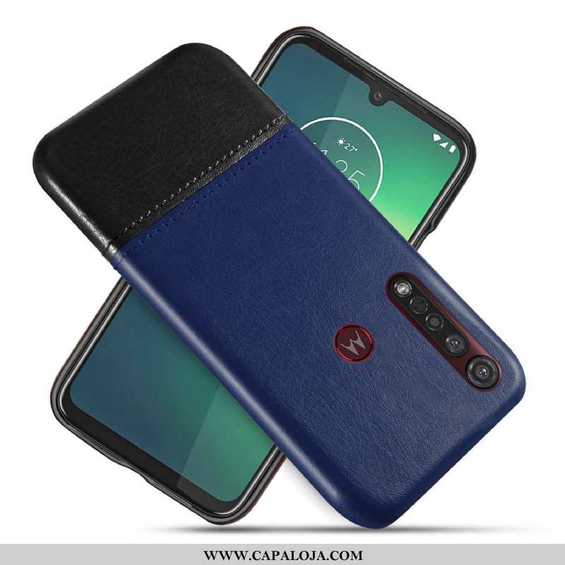 Capa Moto G8 Plus Couro Azul Capas Criativas, Moto G8 Plus Protetoras Online