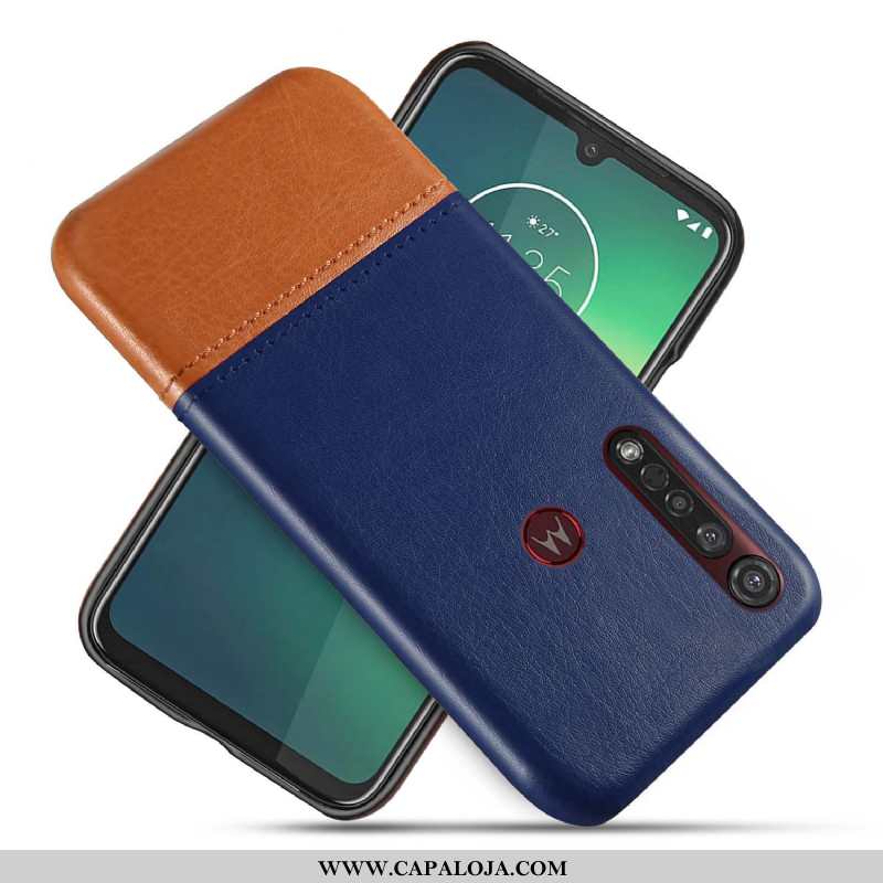 Capa Moto G8 Plus Couro Azul Capas Criativas, Moto G8 Plus Protetoras Online