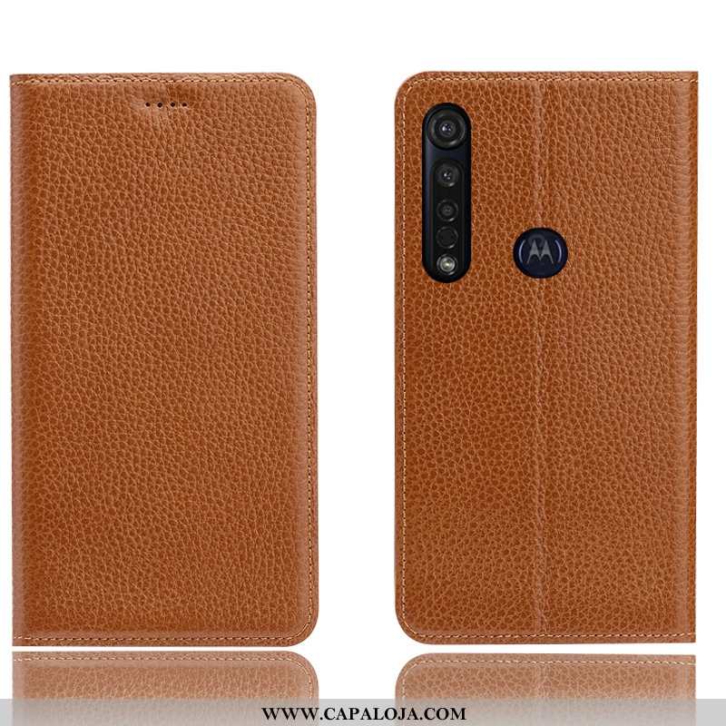 Capa Moto G8 Plus Couro Legitimo Antiqueda Cover Azul, Capas Moto G8 Plus Protetoras Baratas