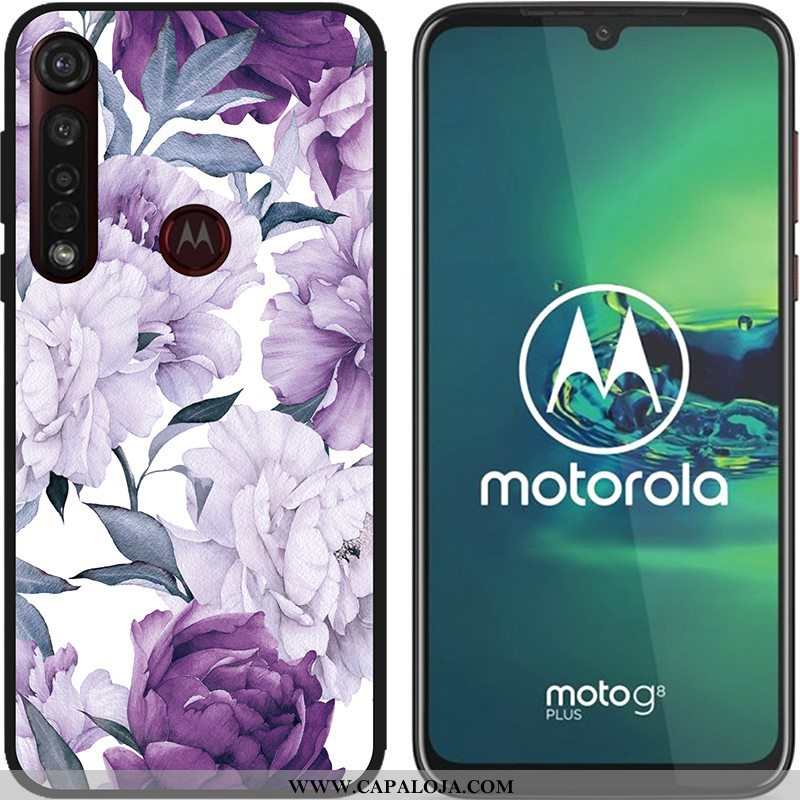 Capa Moto G8 Plus Soft Pu Pintado Telemóvel Azul, Capas Moto G8 Plus Fosco Barato