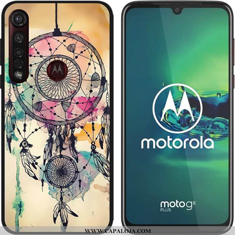 Capa Moto G8 Plus Soft Pu Pintado Telemóvel Azul, Capas Moto G8 Plus Fosco Barato