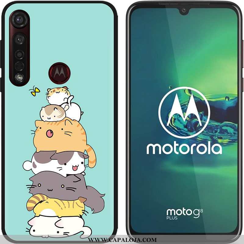 Capa Moto G8 Plus Soft Pu Pintado Telemóvel Azul, Capas Moto G8 Plus Fosco Barato