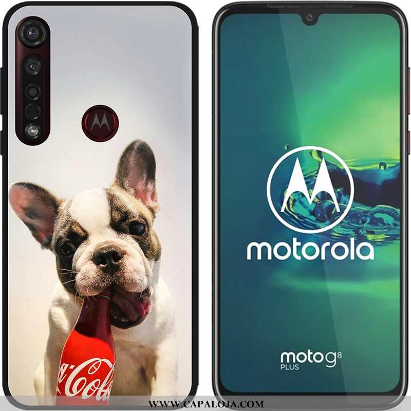 Capa Moto G8 Plus Soft Pu Pintado Telemóvel Azul, Capas Moto G8 Plus Fosco Barato