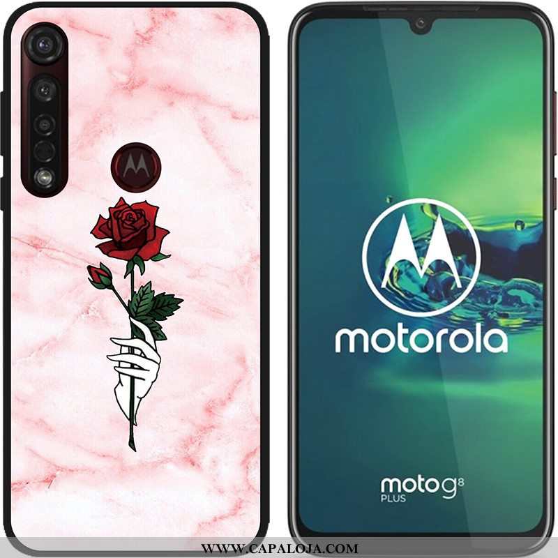 Capa Moto G8 Plus Soft Pu Pintado Telemóvel Azul, Capas Moto G8 Plus Fosco Barato