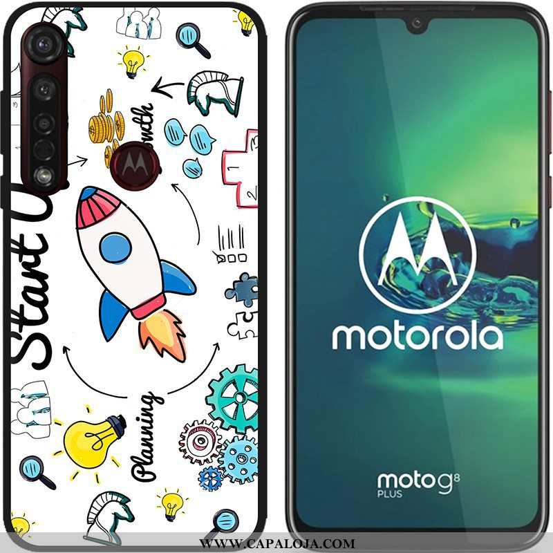 Capa Moto G8 Plus Soft Pu Pintado Telemóvel Azul, Capas Moto G8 Plus Fosco Barato